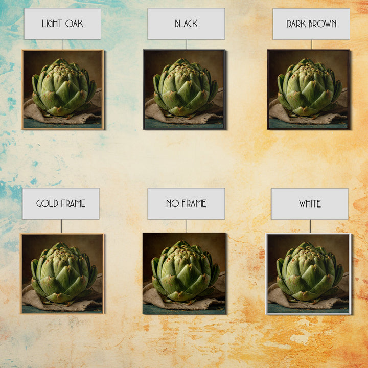 Artichoke Closeup in Painterly Green Tones Framed Canvas Print, Kitchen Art, Kitchen Prints, Kitchen Decor, Fine Art, Kitchen, KIT-1x1-68