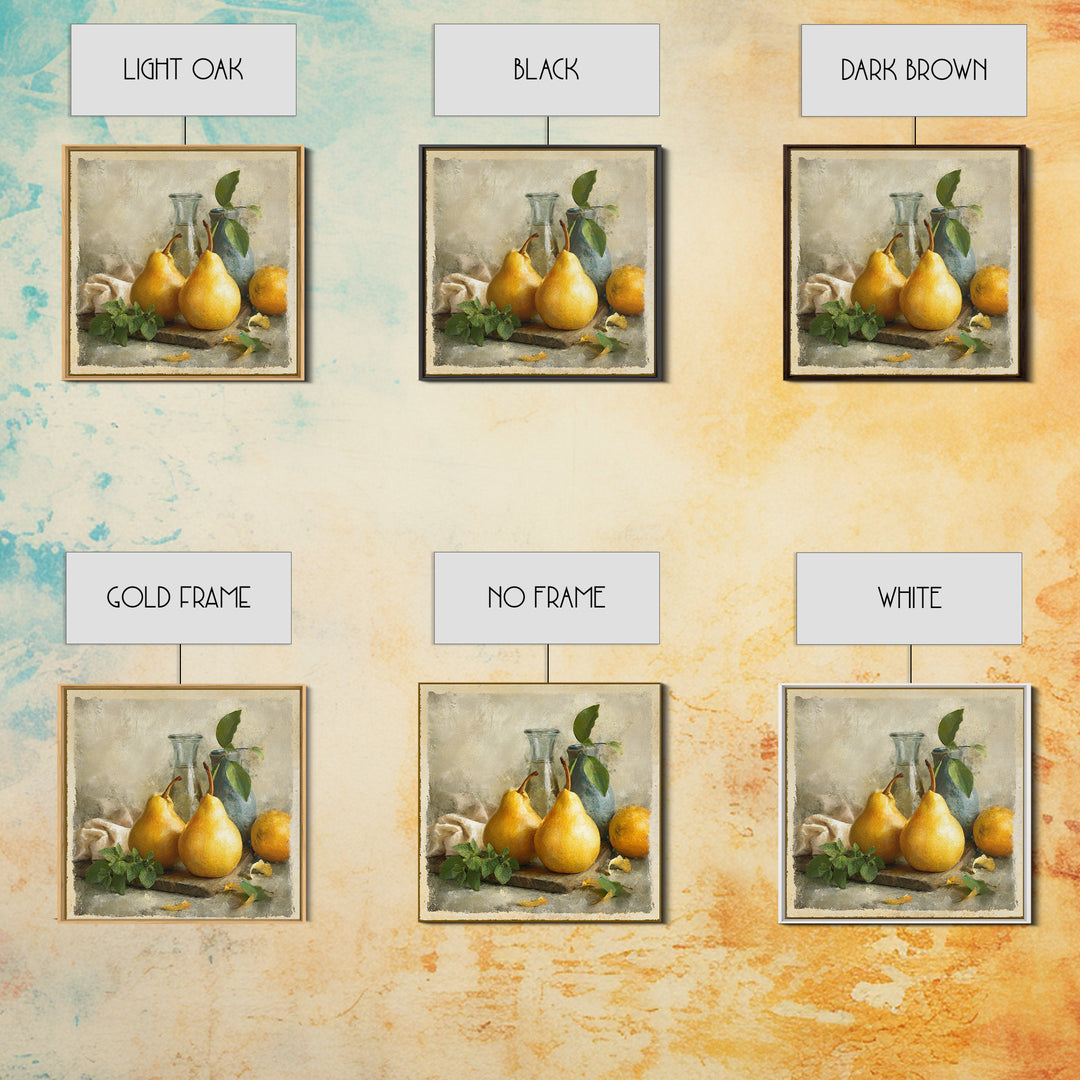 Farmhouse Pears on a Wooden Board Canvas Print, Kitchen Art, Textured Painting, Kitchen Decor, Fine Art, Kitchen, KIT-1x1-81