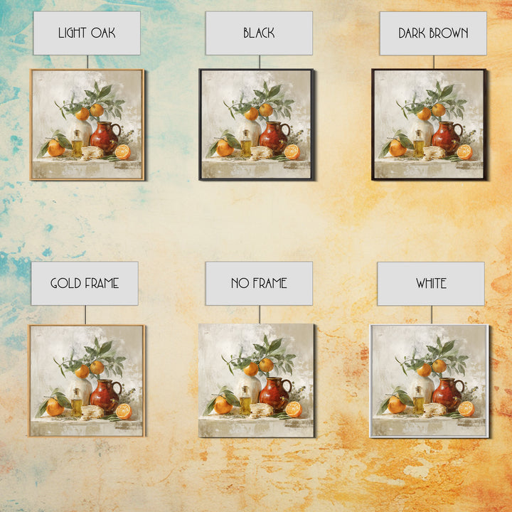 Orange Citrus Botanical Branch Framed Canvas Print, Kitchen Art, Statement Artwork, Kitchen Decor, Oil Painting, Kitchen, KIT-1x1-83