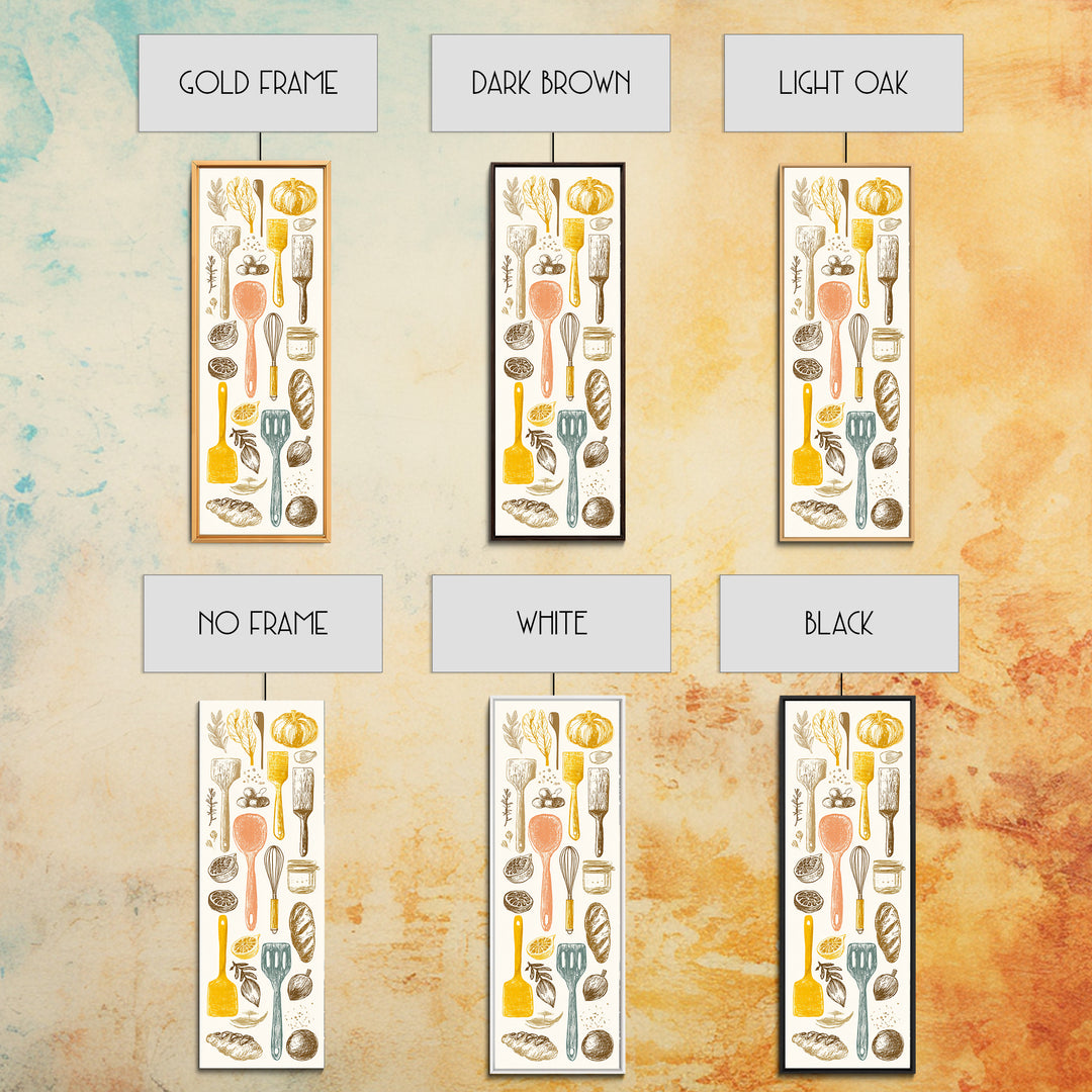 Kitchen Utensil Silhouettes Canvas Print, Kitchen Art, Kitchen Wall Art, Kitchen Decor, Abstract Art, Kitchen, KIT-1x3-81