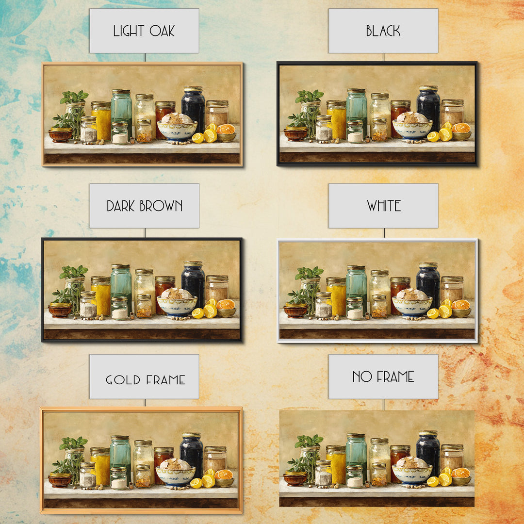 Watercolor Spice Jars Without Readable Labels Canvas Print, Kitchen Art, Kitchen Decor, Kitchen, Kitchen Art Print, KIT-2x1-81