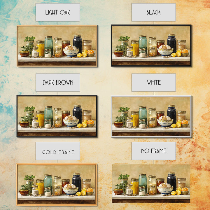 Watercolor Spice Jars Without Readable Labels Canvas Print, Kitchen Art, Kitchen Decor, Kitchen, Kitchen Art Print, KIT-2x1-81