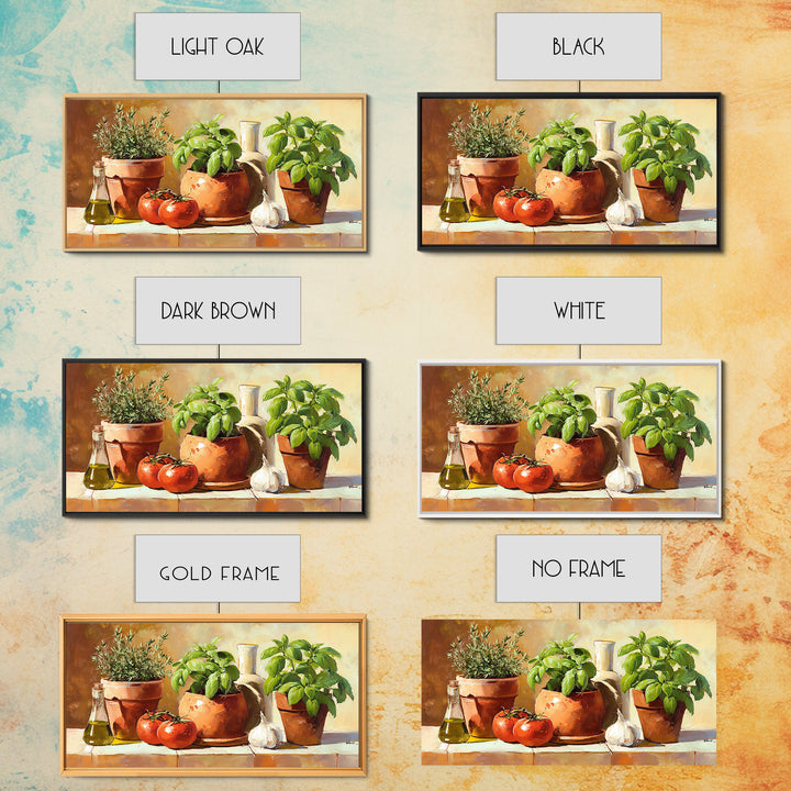 Fresh Herbs in Terracotta Pots Canvas Print, Kitchen Art, Kitchen Decor, Kitchen, Trendy Wall Art, Dining Room Wall Art, KIT-2x1-93