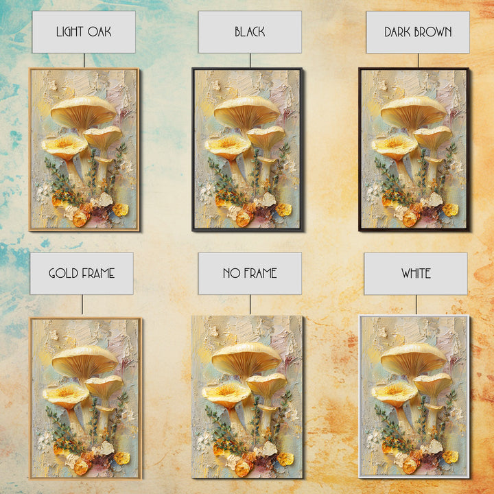Mushrooms and Thyme Botanical Study Framed Canvas Print, Kitchen Art, Wall Art, Kitchen Decor, Kitchen, Kitchen Wall Art, KIT-2x3-47