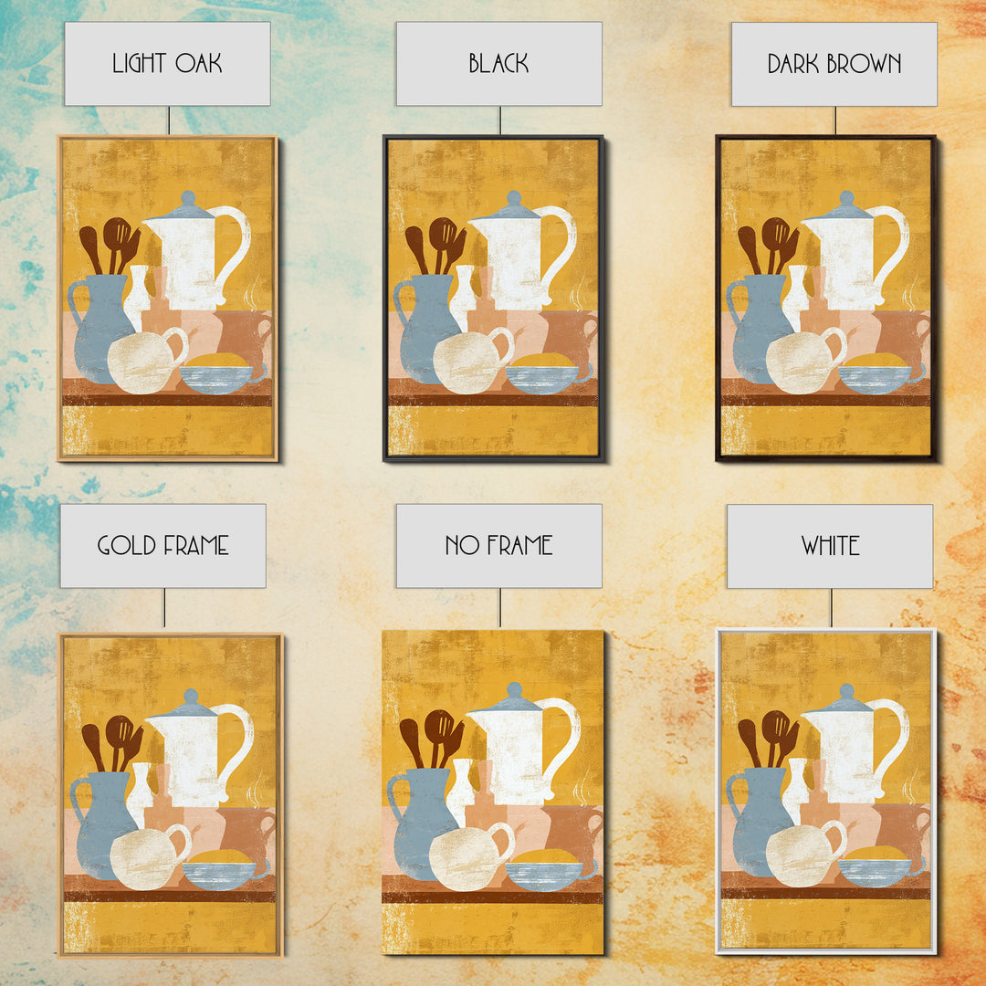 Kitchen Utensil Silhouettes Framed Canvas Print, Kitchen Art, Art Prints, Kitchen Decor, Abstract Art, Kitchen, Modern Art, KIT-2x3-53