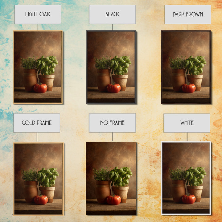 Fresh Herbs in Terracotta Pots Canvas Print, Kitchen Art, Digital Print, Kitchen Decor, Oil Painting, Kitchen, Kitchen Print, KIT-2x3-81