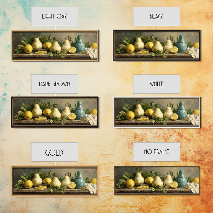 Farmhouse Pears on a Wooden Board Canvas Print, Kitchen Art, Modern Art, Kitchen Decor, Abstract Art, Kitchen, Neutral Decor, KIT-3x1-25