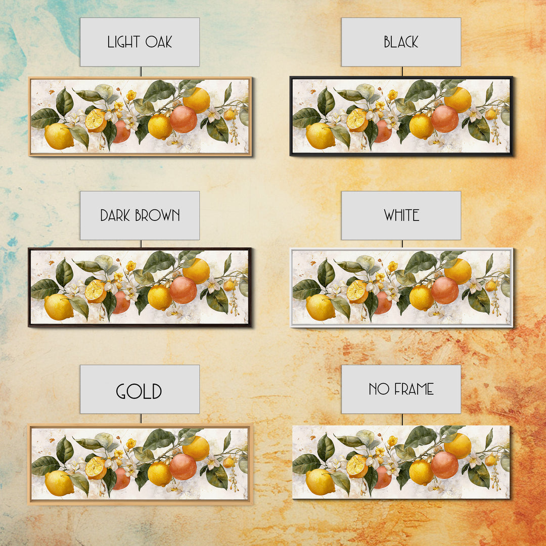 Orange Citrus Botanical Branch Framed Canvas Print, Kitchen Art, Kitchen Decor, Oil Painting, Kitchen, Kitchen Wall Decor, KIT-3x1-51