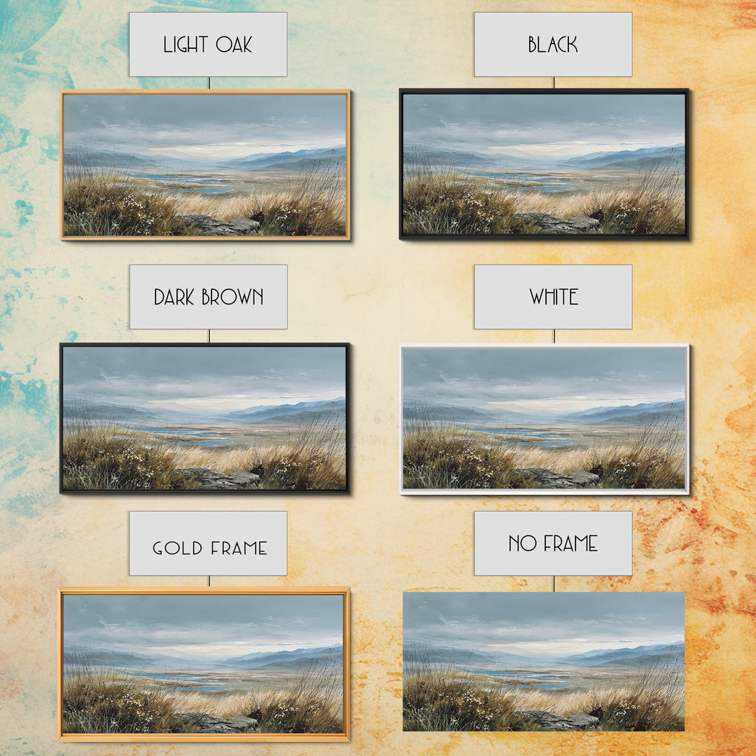 Rocky Scottish Highland Framed Canvas Print, Landscape Art, Art Prints, Living Room Decor, Fine Art, Horizon, Abstract Wall Art, LAN-2x1-13