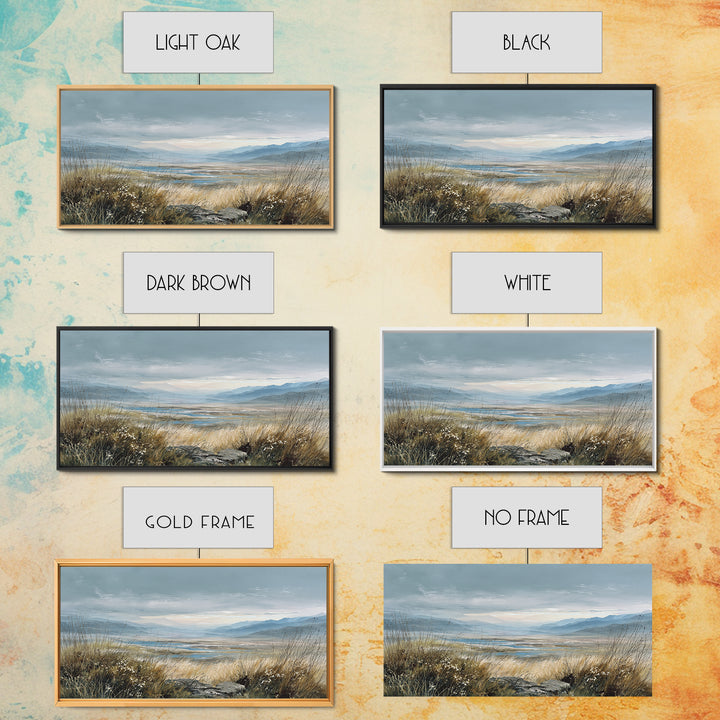 Rocky Scottish Highland Framed Canvas Print, Landscape Art, Art Prints, Living Room Decor, Fine Art, Horizon, Abstract Wall Art, LAN-2x1-13