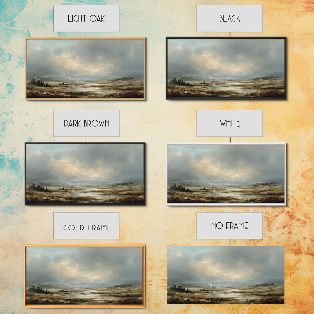 Rocky Scottish Highland Framed Canvas Print, Landscape Art, Art Prints, Living Room Decor, Fine Art, Horizon, Abstract Wall Art, LAN-2x1-37