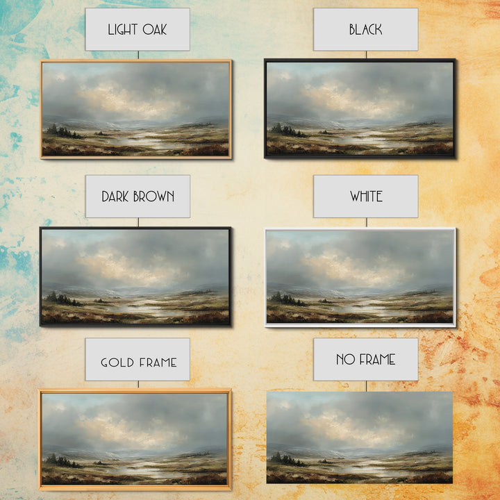 Rocky Scottish Highland Framed Canvas Print, Landscape Art, Art Prints, Living Room Decor, Fine Art, Horizon, Abstract Wall Art, LAN-2x1-37