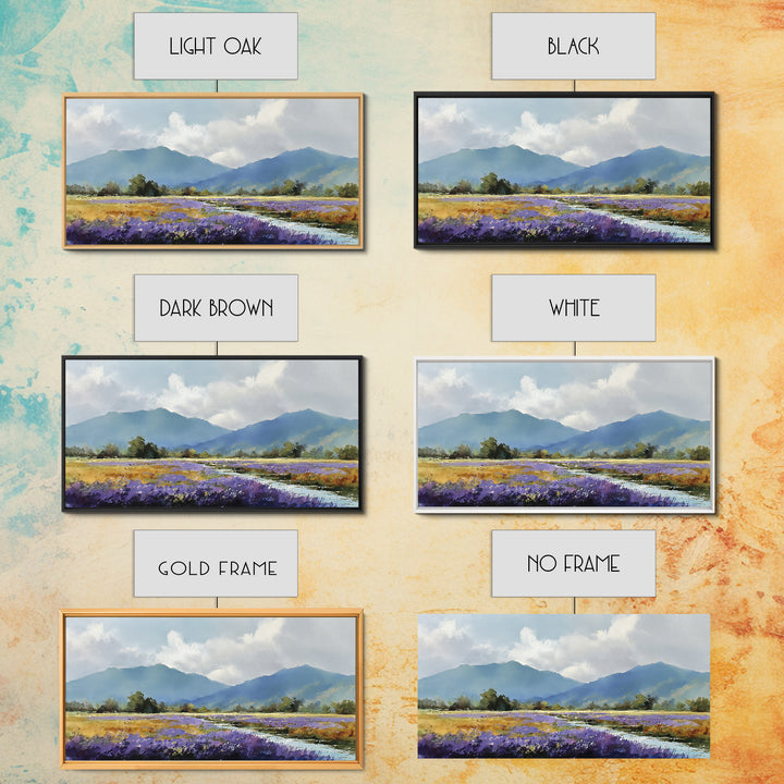 Lavender Field Leading to Distant Hills Canvas Print, Landscape Art, Digital Prints, Living Room Decor, Fine Art, Horizon, LAN-2x1-54