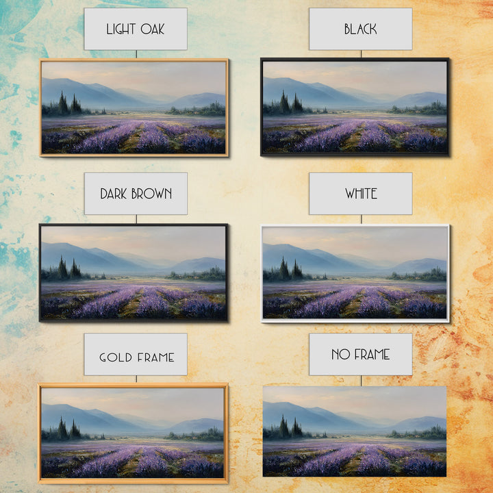 Lavender Field Leading to Distant Hills Canvas Print, Landscape Art, Digital Prints, Living Room Decor, Fine Art, Horizon, LAN-2x1-78