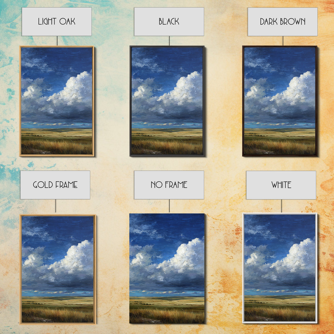Storm Clouds over an Open Prairie Framed Canvas Print, Landscape Art, Digital Print, Living Room Decor, Fine Art, Horizon, LAN-2x3-59