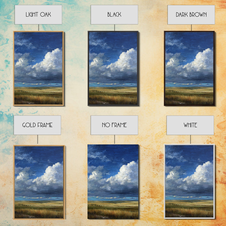 Storm Clouds over an Open Prairie Framed Canvas Print, Landscape Art, Digital Print, Living Room Decor, Fine Art, Horizon, LAN-2x3-59