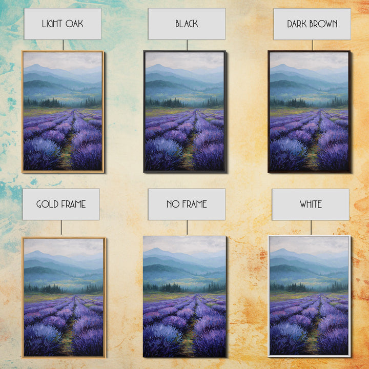 Lavender Field Leading to Distant Hills Canvas Print, Landscape Art, Digital Art, Living Room Decor, Fine Art, Horizon, LAN-2x3-66
