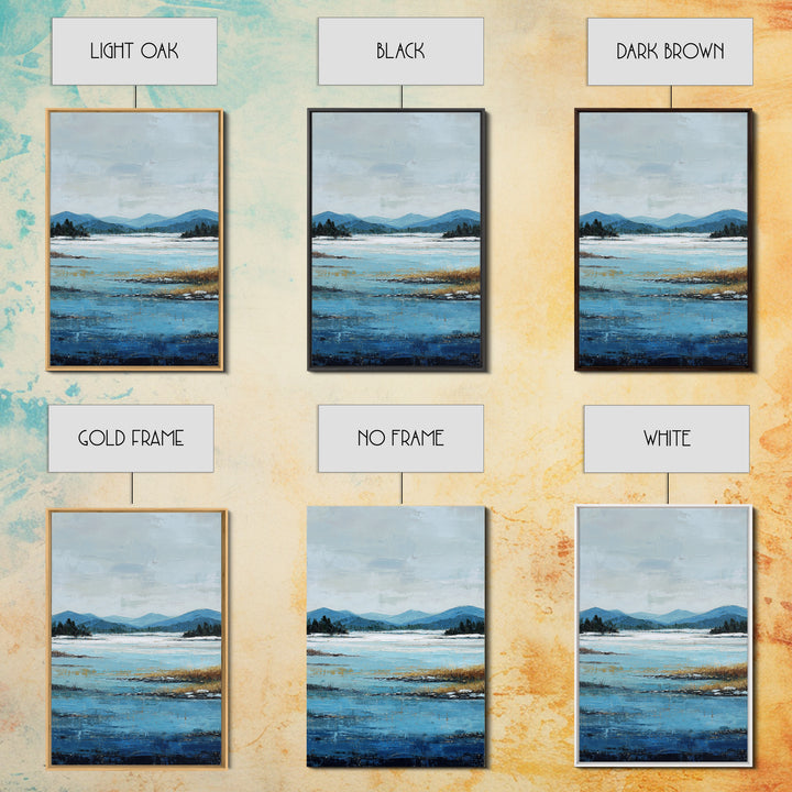 Fjord Landscape with Icy Blue Water Canvas Print, Landscape Art, Living Room Decor, Oil Painting, Horizon, Modern Art, LAN-2x3-71