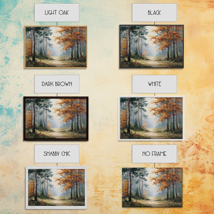 Autumn Forest Path Framed Canvas Print, Landscape Art, Wall Art Print, Living Room Decor, Fine Art, Horizon, Boho Decor, LAN-3x2-13