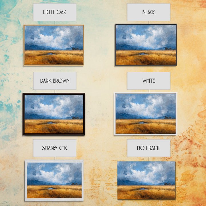 Golden Wheat Field Beneath Huge Clouds Canvas Print, Landscape Art, Digital Print, Living Room Decor, Fine Art, Horizon, LAN-3x2-4