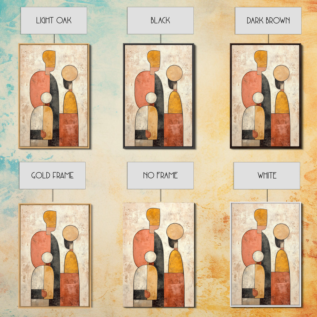 Abstract Family Figures Framed Canvas Print, Line Art, Printable Wall Art, Living Room Decor, Fine Art, Line, Modern Art, LIN-2x3-56
