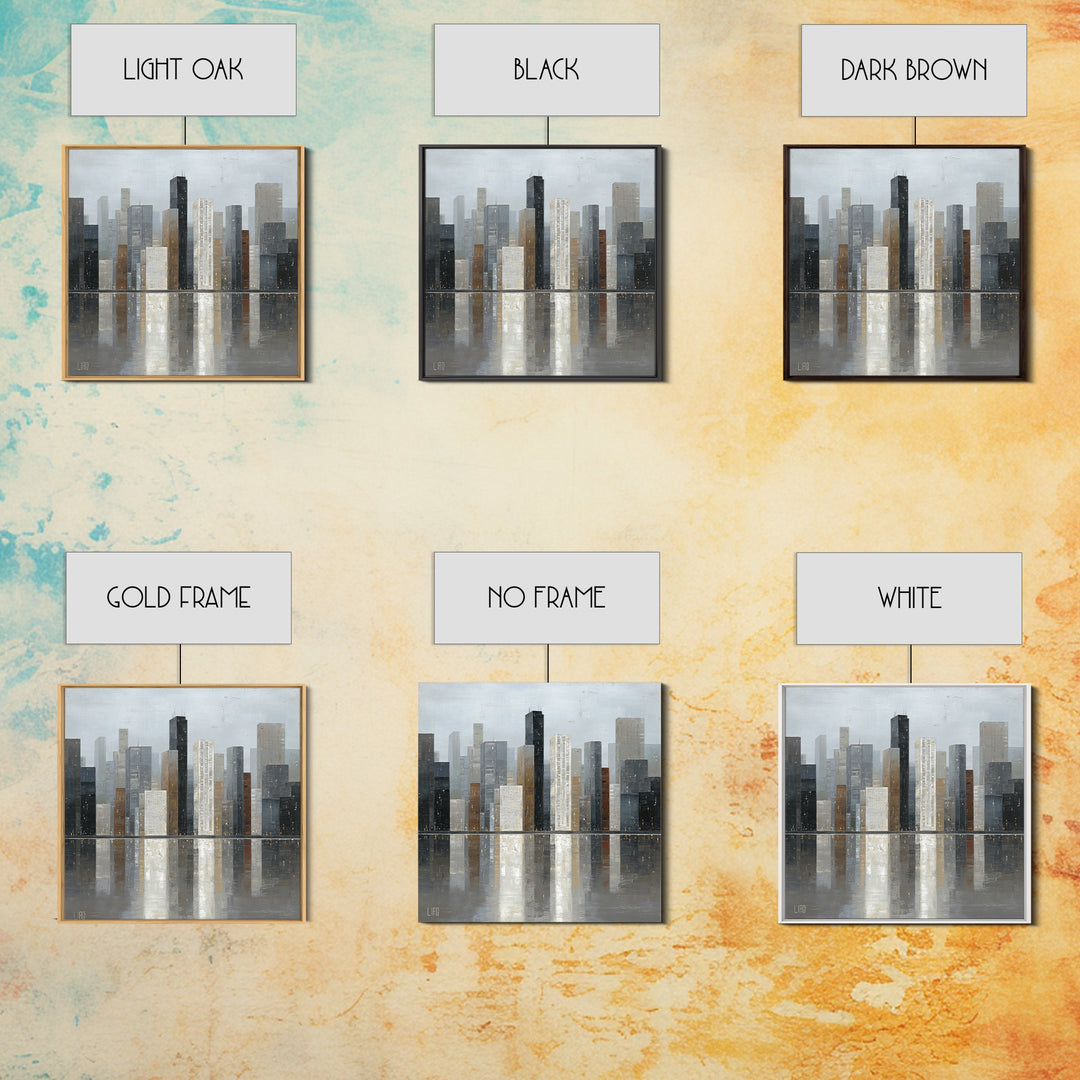 Modern City Skyline Canvas Print, Living Room Art, Modern Decor, Living Room Decor, Abstract Art, Living, Wall Decor, LIR-1x1-94