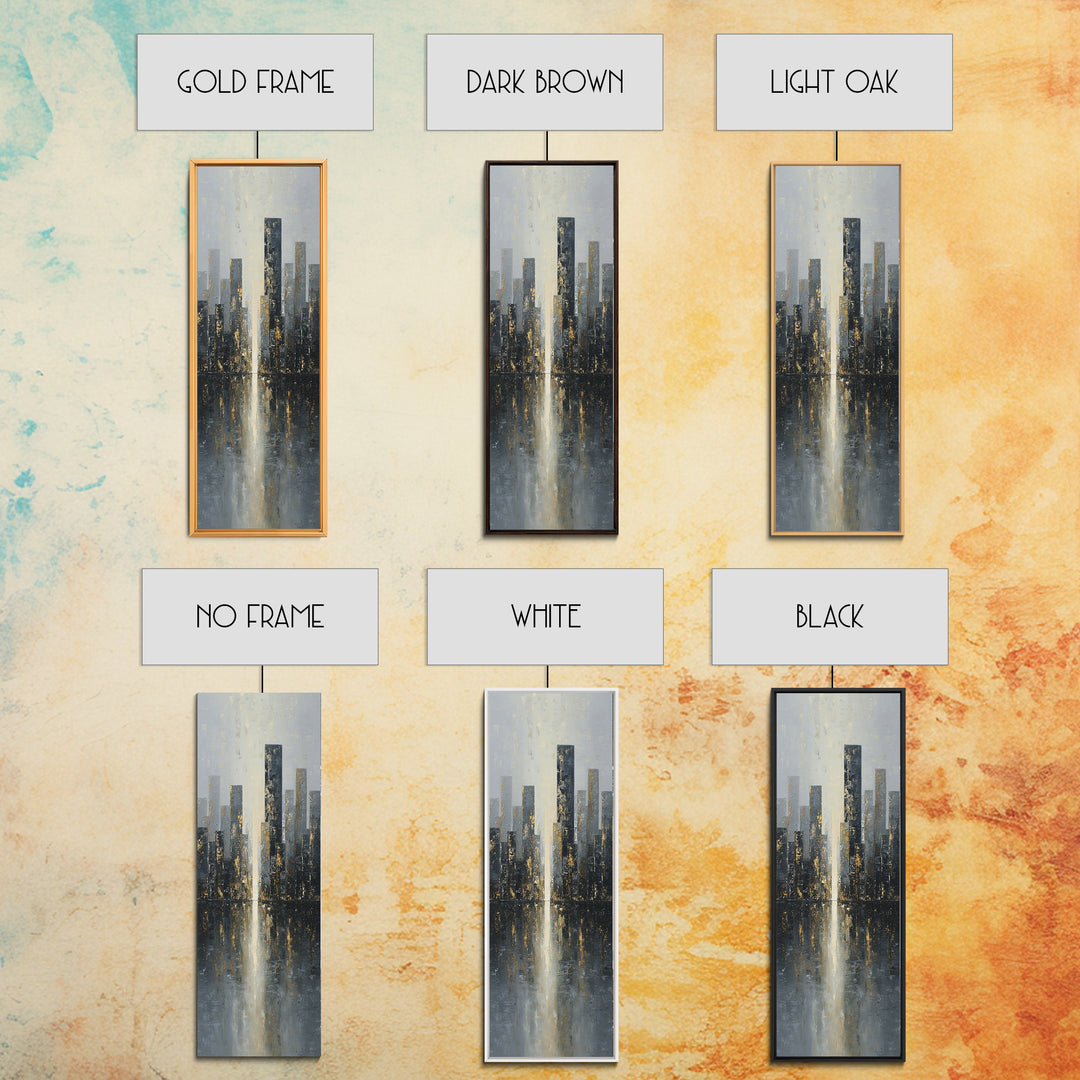 Modern City Skyline Framed Canvas Print, Living Room Art, 3 Piece Wall Art, Living Room Decor, Abstract Art, Living, LIR-1x3-34