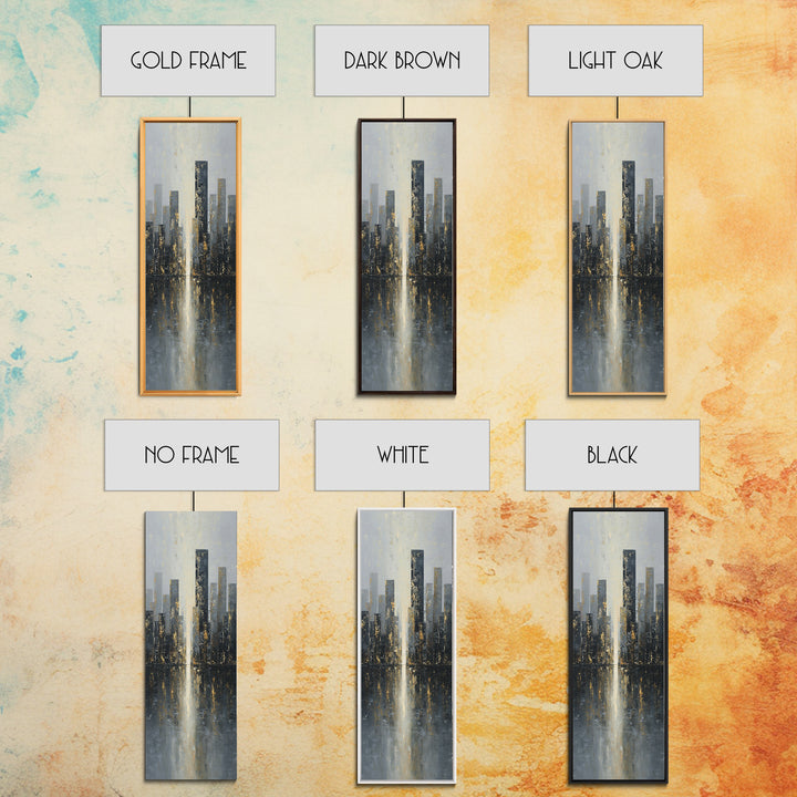 Modern City Skyline Framed Canvas Print, Living Room Art, 3 Piece Wall Art, Living Room Decor, Abstract Art, Living, LIR-1x3-34