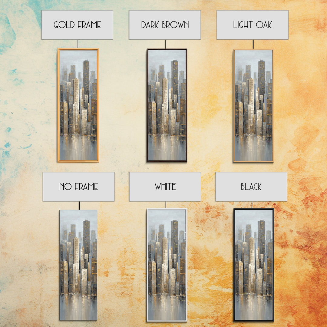 Modern City Skyline Framed Canvas Print, Living Room Art, 3 Piece Wall Art, Living Room Decor, Abstract Art, Living, LIR-1x3-58