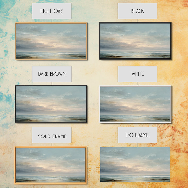 Large Cloudscape with Gentle Movement Framed Canvas Print, Living Room Art, Living Room Decor, Watercolor Art, Living, LIR-2x1-15