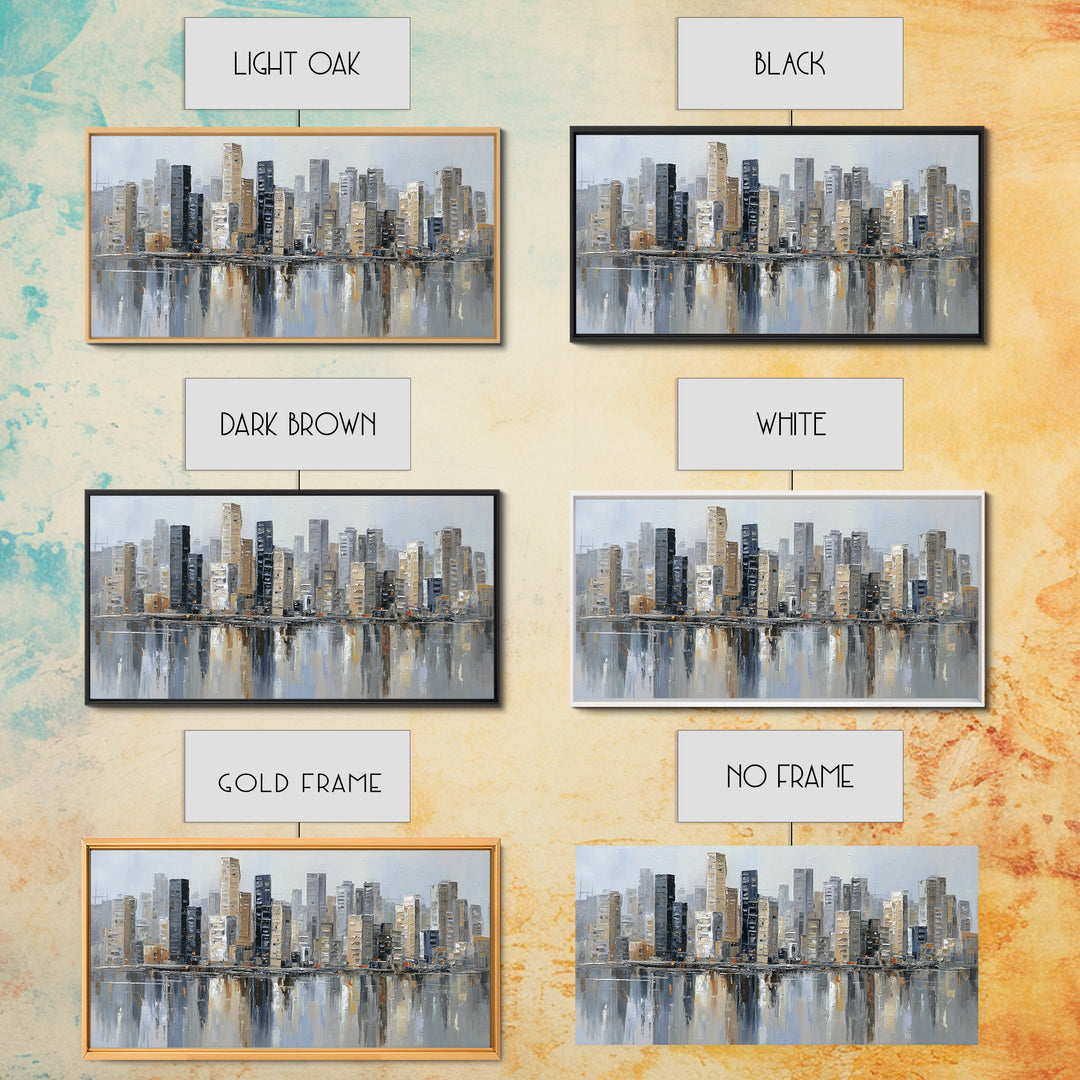 Modern City Skyline Canvas Print, Living Room Art, Home Decor, Living Room Decor, Abstract Art, Living, Large Wall Art, LIR-2x1-66