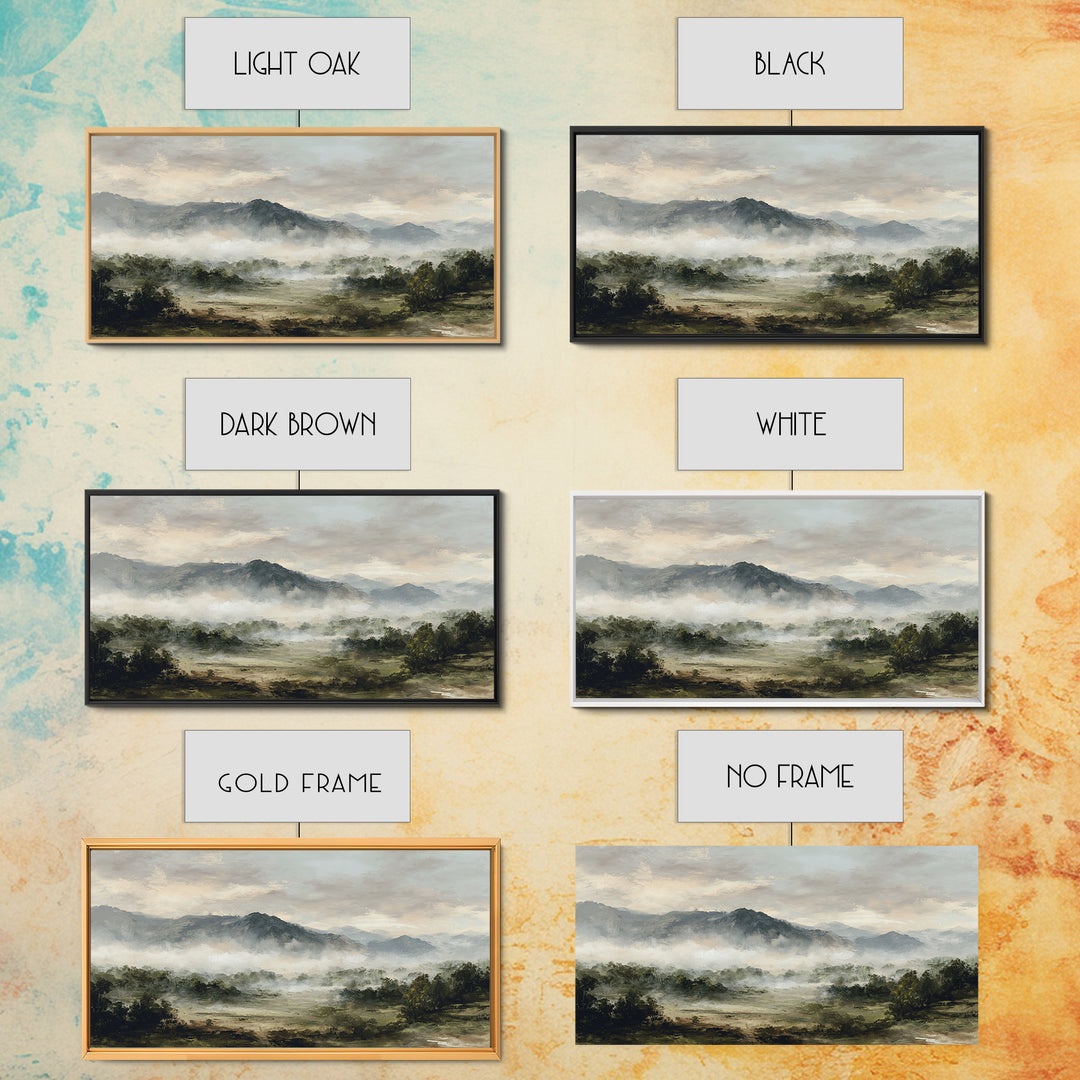 Classic Mountain Panorama for Cozy Interiors Framed Canvas Print, Living Room Art, New Home Gift, Living Room Decor, Living, LIR-2x1-84