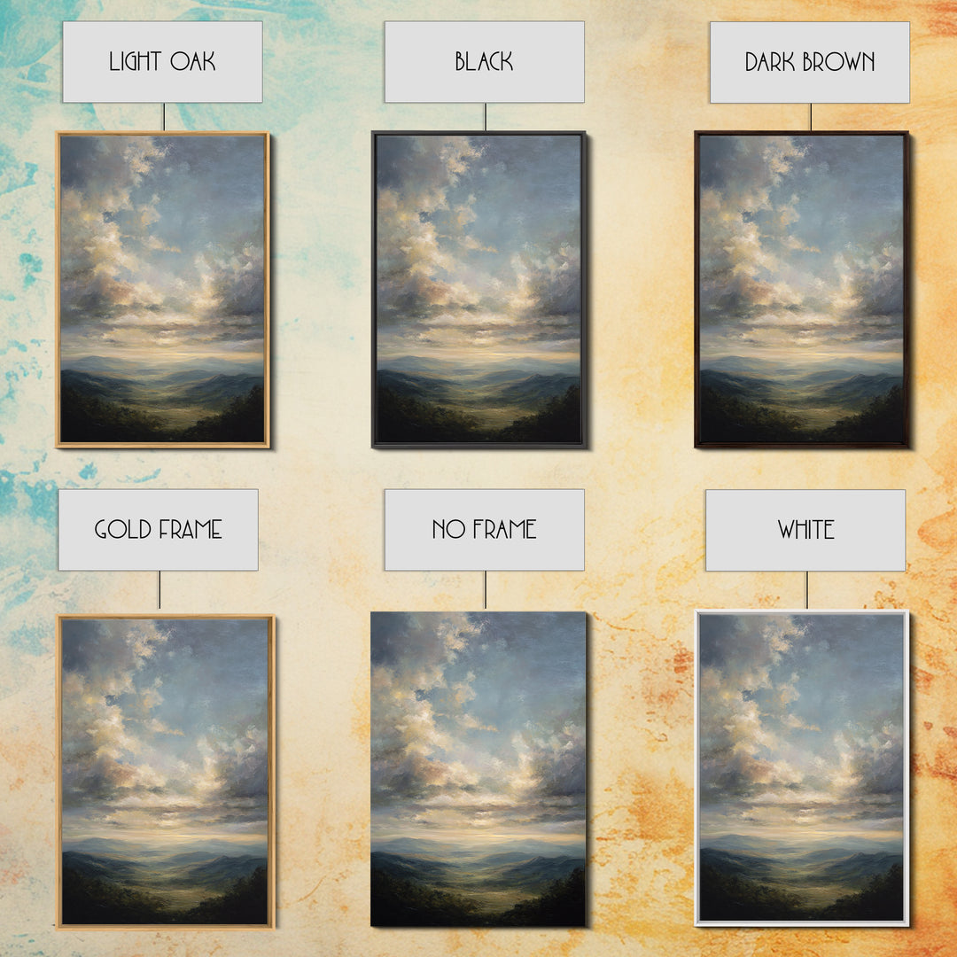 Large Cloudscape with Gentle Movement Framed Canvas Print, Living Room Art, Room Decor, Living Room Decor, Fine Art, Living, LIR-2x3-3