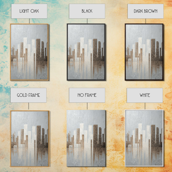 Modern City Skyline Framed Canvas Print, Living Room Art, Minimalist Decor, Living Room Decor, Fine Art, Living, LIR-2x3-30