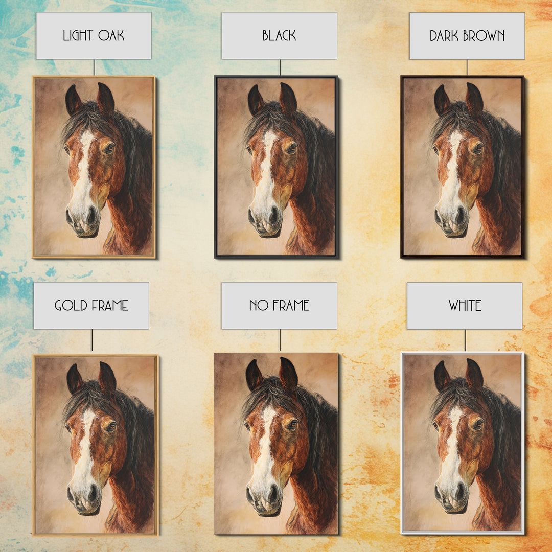Contemporary Horse Portrait Framed Canvas Print, Living Room Art, Home Decor, Living Room Decor, Fine Art, Living, LIR-2x3-42