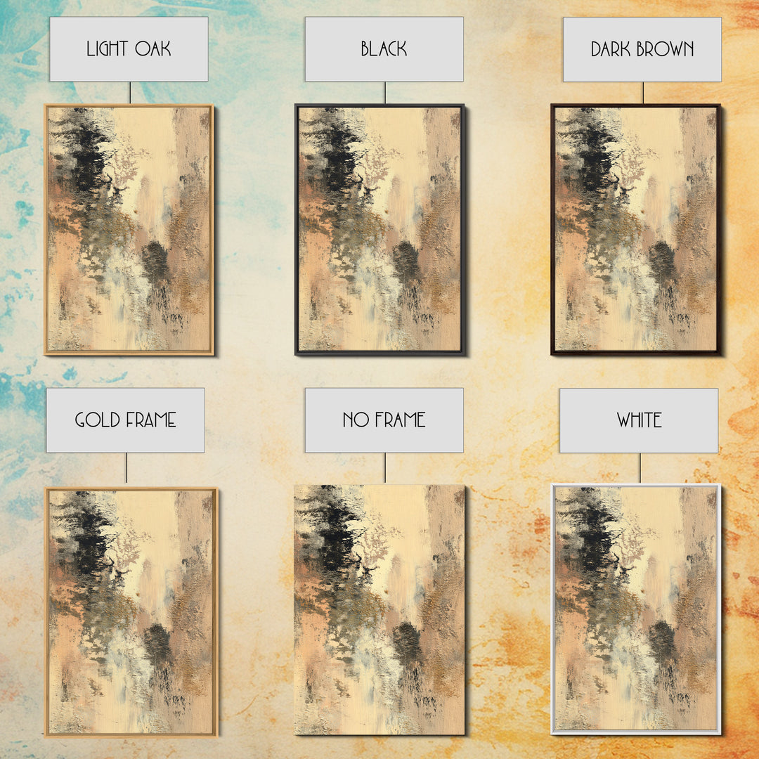 Gold Accented Abstract Brushwork Framed Canvas Print, Living Room Art, Art, Living Room Decor, Fine Art, Living, Art Nouveau, LIR-2x3-46