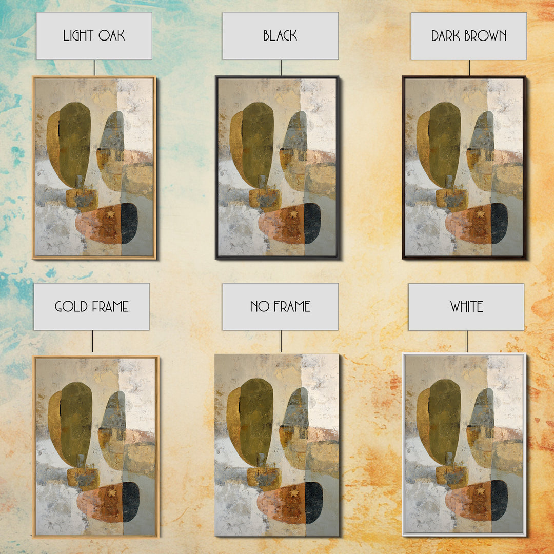 Abstract Organic Shapes Framed Canvas Print, Living Room Art, Oil Painting, Living Room Decor, Fine Art, Living, Boho Wall Art, LIR-2x3-47