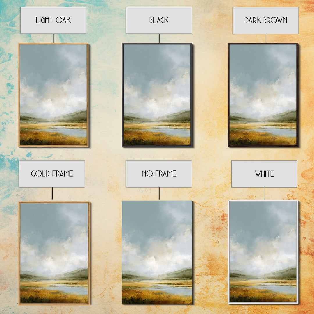 Large Cloudscape with Gentle Movement Framed Canvas Print, Living Room Art, Home, Living Room Decor, Oil Painting, Living, LIR-2x3-51