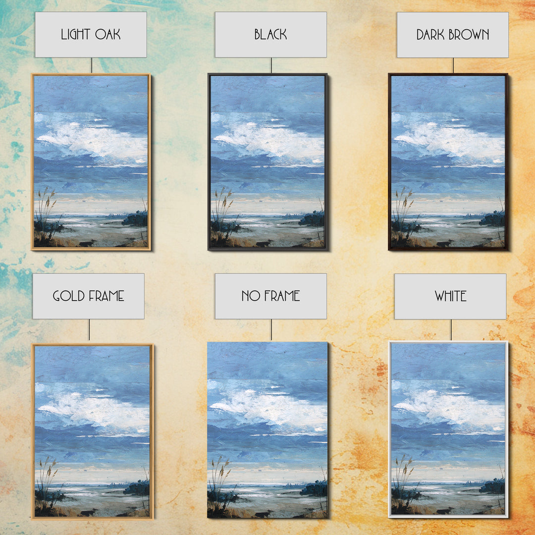 Modern Landscape with Expansive Calm Sky Framed Canvas Print, Living Room Art, Art Nouveau, Living Room Decor, Fine Art, Living, LIR-2x3-59
