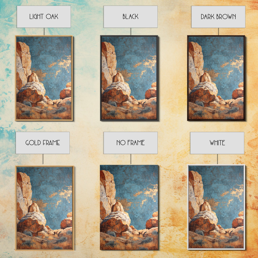 Earthy Desert Landscape Framed Canvas Print, Living Room Art, Apartment Decor, Living Room Decor, Oil Painting, Living, LIR-2x3-68