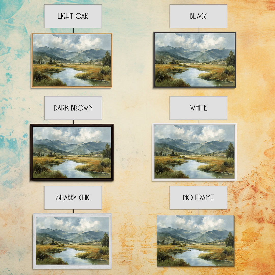 Classic Mountain Panorama for Cozy Interiors Framed Canvas Print, Living Room Art, Boho Wall Art, Living Room Decor, Living, LIR-3x2-20