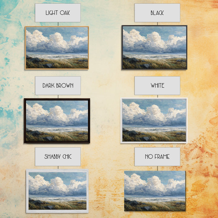 Large Cloudscape with Gentle Movement Framed Canvas Print, Living Room Art, 3 Piece Wall Art, Living Room Decor, Watercolor Art, LIR-3x2-71