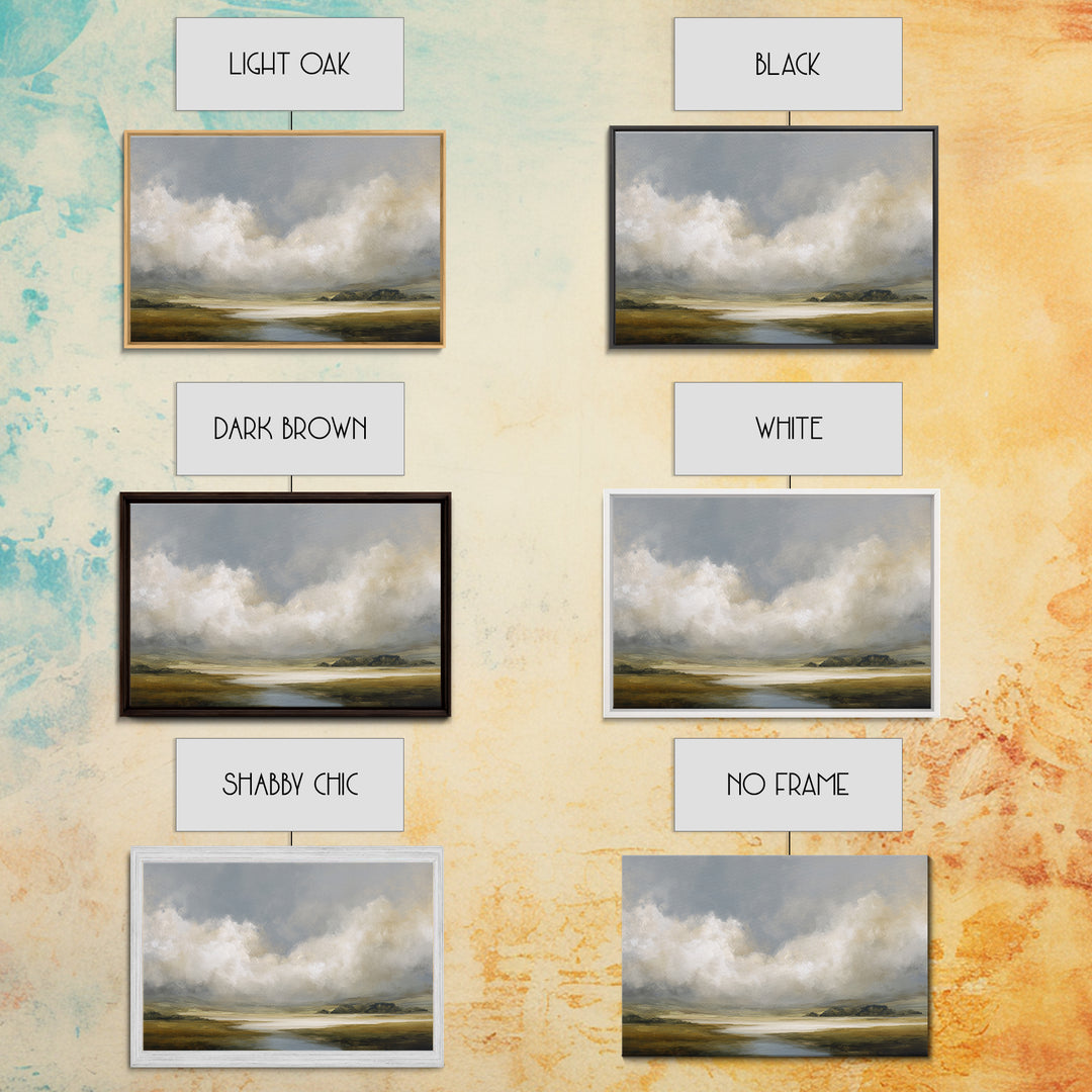 Large Cloudscape with Gentle Movement Framed Canvas Print, Living Room Art, Mid Century Modern, Living Room Decor, Living, LIR-3x2-95