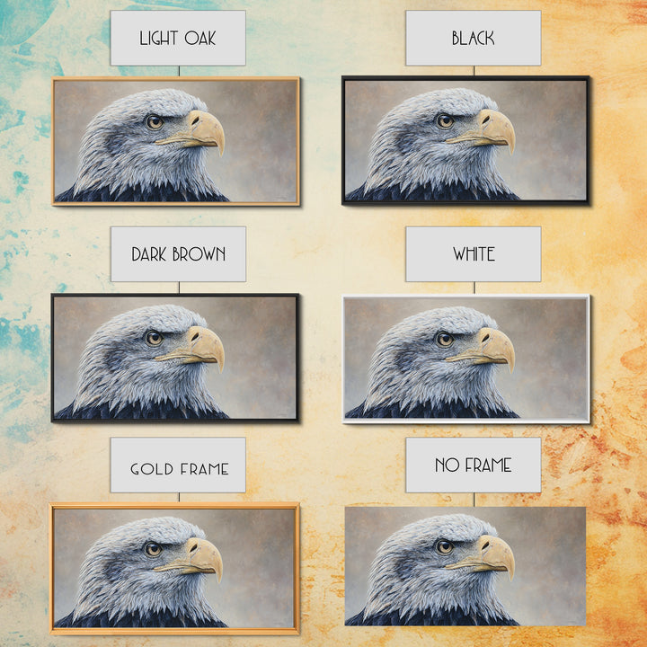 Eagle Portrait with Solemn Presence Canvas Print, Law Office Art, Neutral Decor, Office Decor, Fine Art, Counsel, Wall Art, LOA-2x1-26