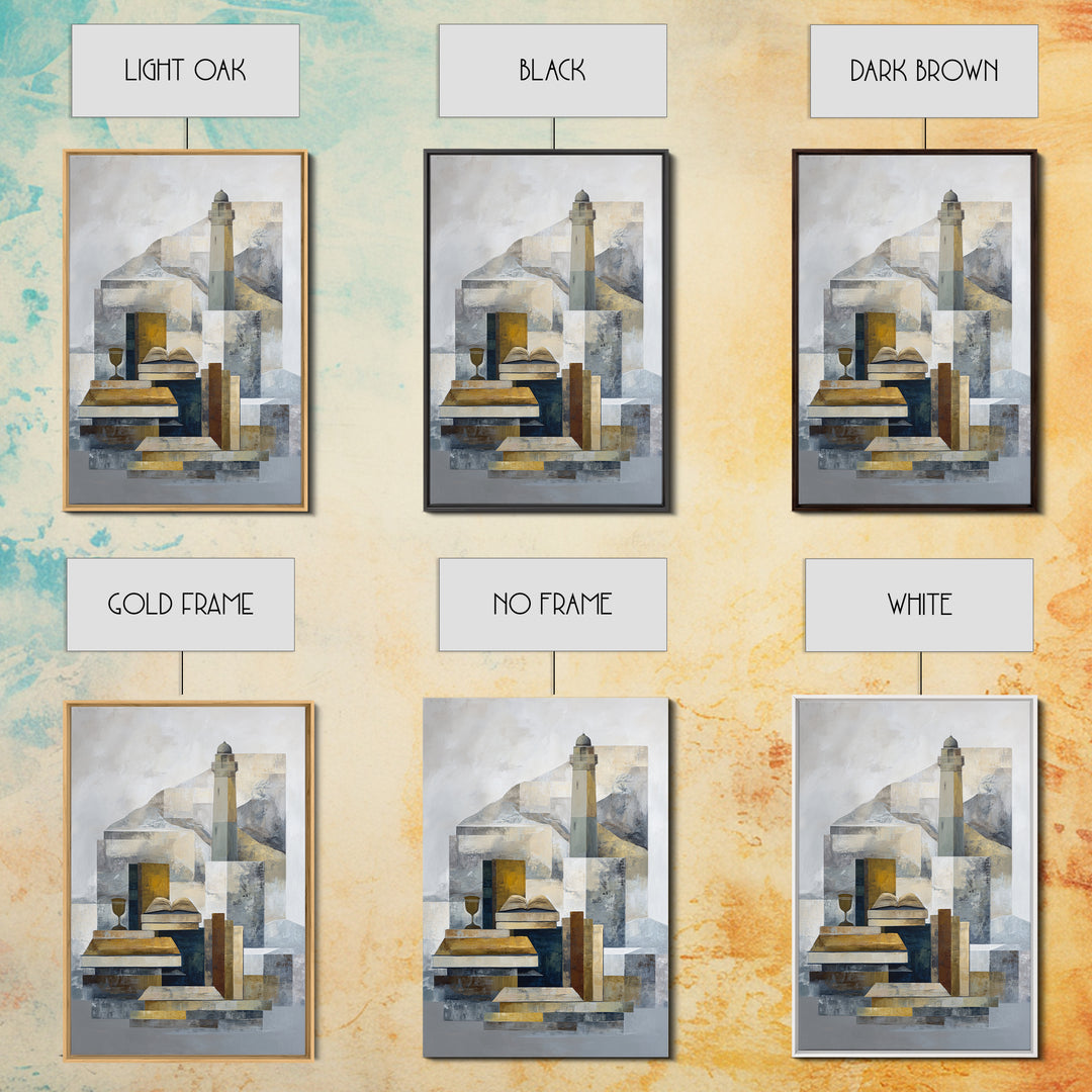Stormy Landscape with Lighthouse as Guidance Metaphor Framed Canvas Print, Law Office Art, Law, Office Decor, Fine Art, Counsel, LOA-2x3-19