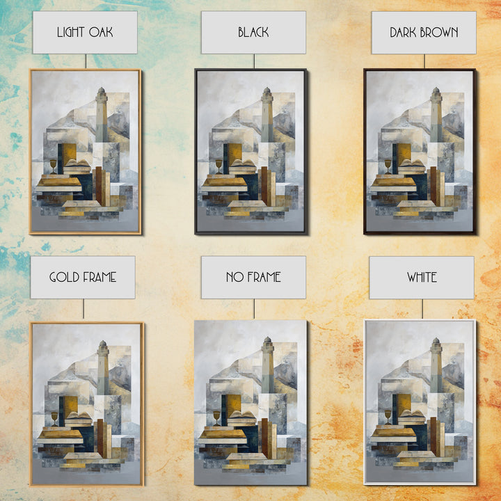 Stormy Landscape with Lighthouse as Guidance Metaphor Framed Canvas Print, Law Office Art, Law, Office Decor, Fine Art, Counsel, LOA-2x3-19