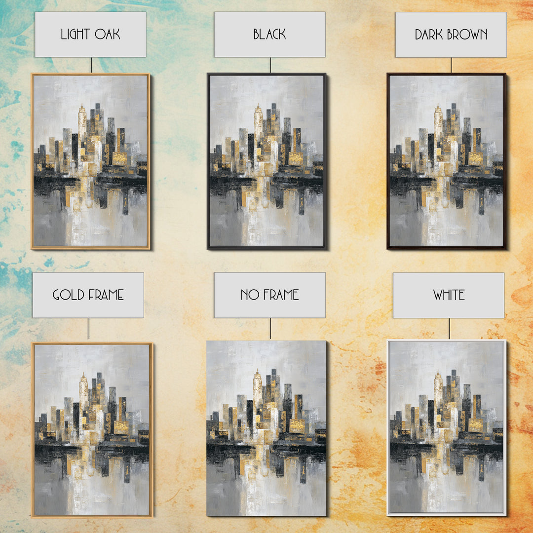 Quiet City Skyline Framed Canvas Print, Law Office Art, Lawyer, Office Decor, Abstract Art, Counsel, Neutral Decor, LOA-2x3-44