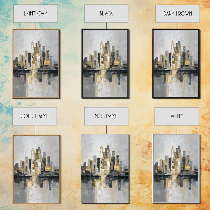 Quiet City Skyline Framed Canvas Print, Law Office Art, Lawyer, Office Decor, Abstract Art, Counsel, Neutral Decor, LOA-2x3-44