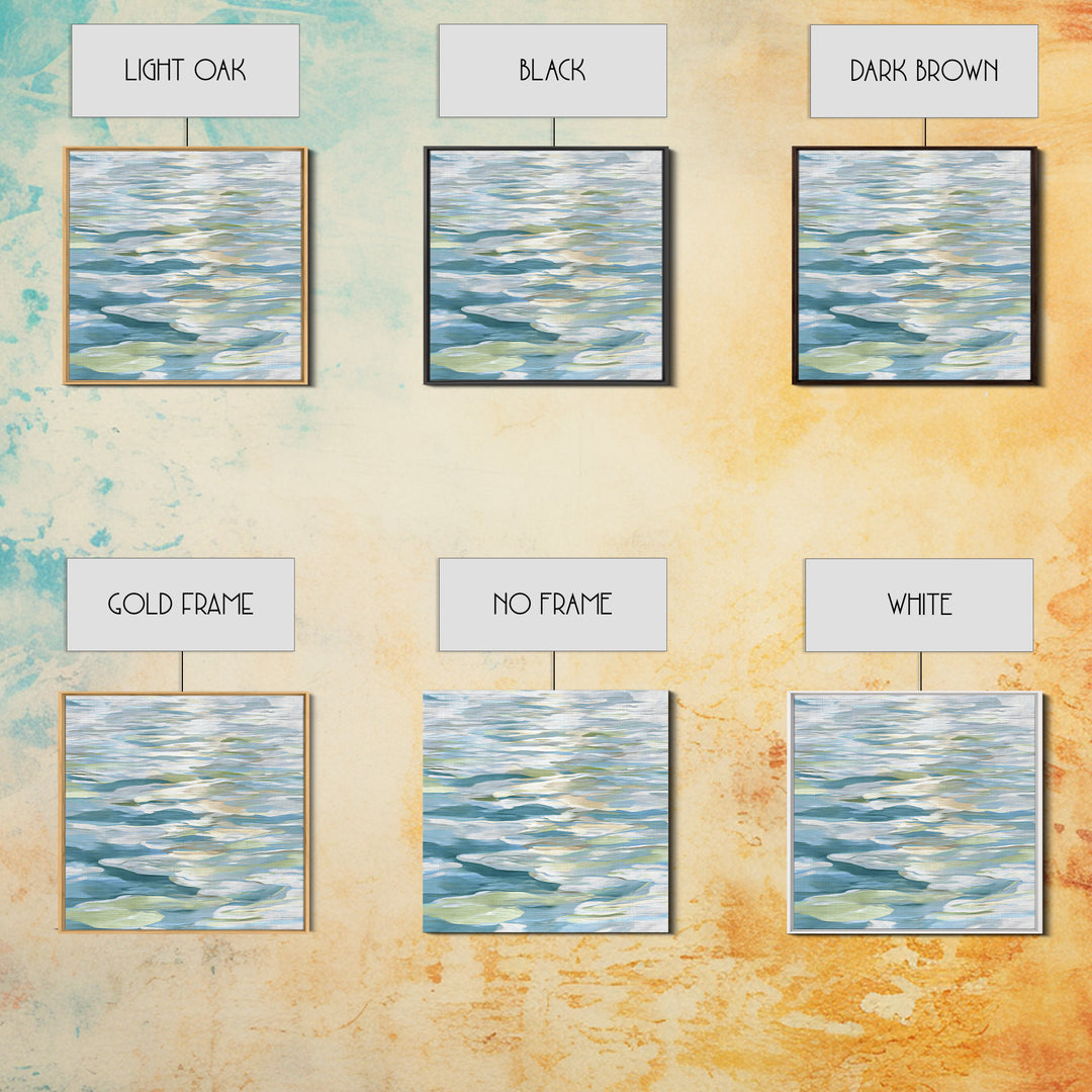 Clean Blue Water Ripple Abstraction Framed Canvas Print, Laundry Room Art, Whimsical Art, Living Room Decor, Fine Art, Clean, LRA-1x1-66