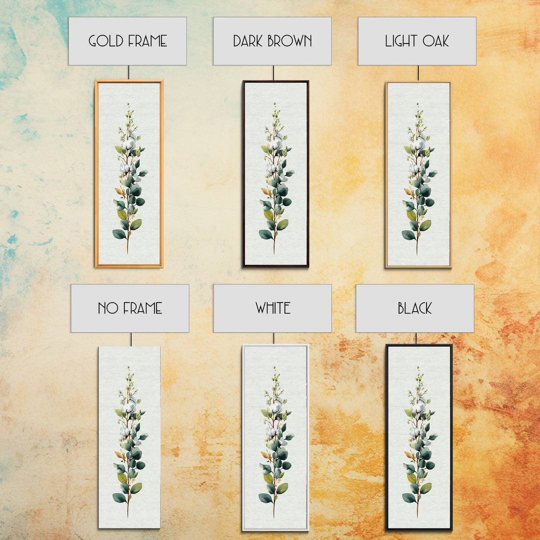 Sunlit White Towels and Eucalyptus Branch Canvas Print, Laundry Room Art, Digital Art, Living Room Decor, Watercolor Art, Clean, LRA-1x3-23